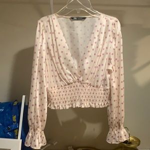 Zara polka dot silk blouse
